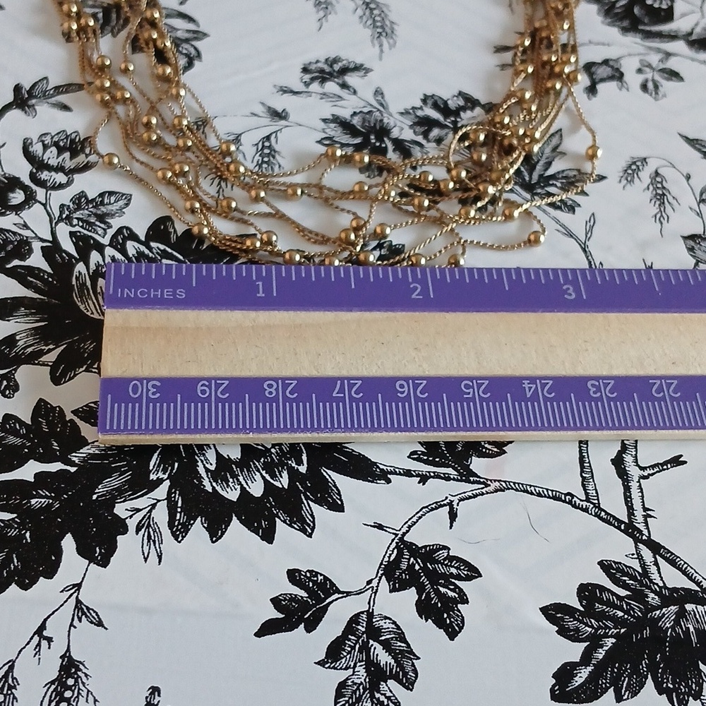 MONET Vintage Feminine Elegant Goldtone Mini Bead Multi-Strand Choker Necklace - Picture 2 of 10